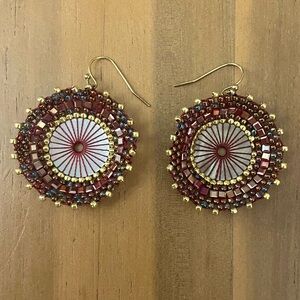Round Beaded Earrings with Gold Accents